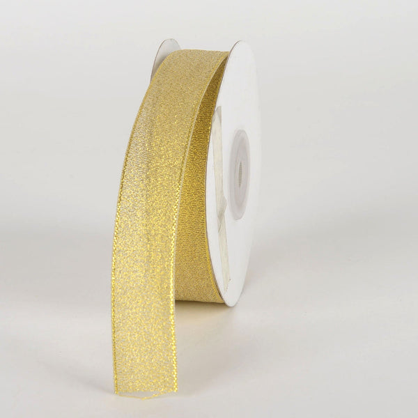 Gold - Metallic Sheer Ribbon - ( 7/8 Inch x 25 Yards ) BBCrafts.com