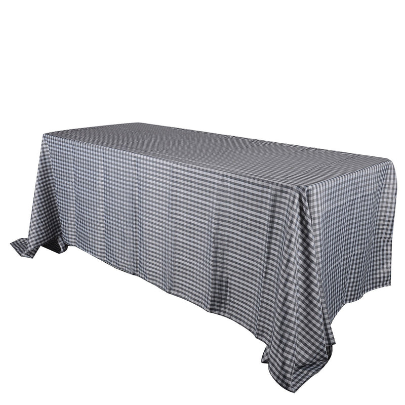 Grey - Checkered/ Plaid Rectangle Tablecloths - ( 58 Inch x 126 Inch ) BBCrafts.com