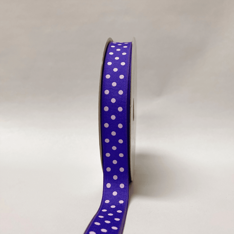 Grosgrain Ribbon Color Dots Purple with White Dots ( 5/8 Inch | 25 Yards ) BBCrafts.com