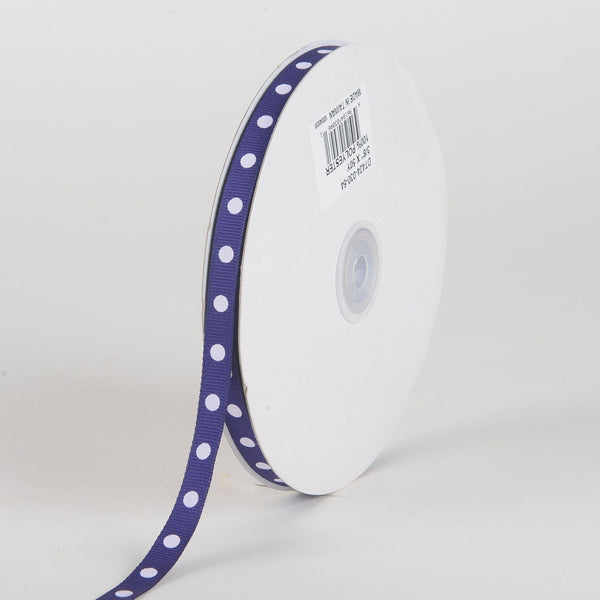 Grosgrain Ribbon Polka Dot Purple with White Dots ( W: 3/8 Inch | L: 50 Yards ) BBCrafts.com