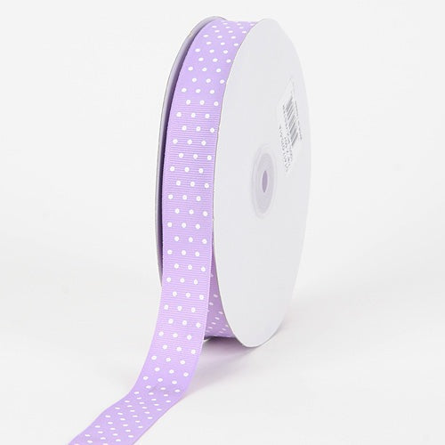Grosgrain Ribbon Swiss Dot Lavender with White Dots ( W: 3/8 Inch | L: 50 Yards ) BBCrafts.com