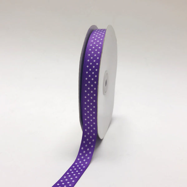 Grosgrain Ribbon Swiss Dot Light Purple with White Dots ( 5/8 Inch | 50 Yards ) BBCrafts.com