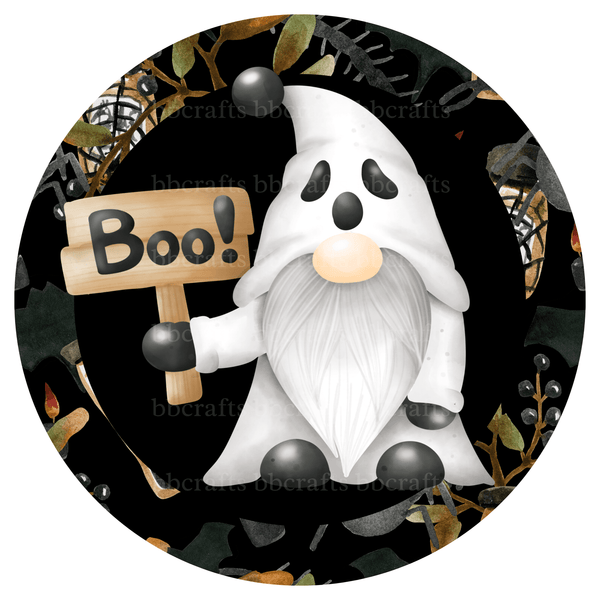 Halloween Metal Sign: BOO! GHOST - Wreath Accents - Made In USA BBCrafts.com