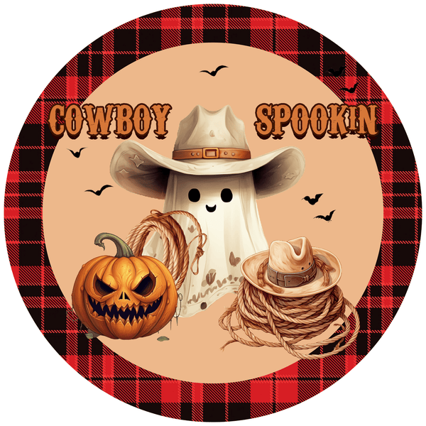 Halloween Metal Sign: COWBOY SPOOKY - Made In USA - BBCrafts.com
