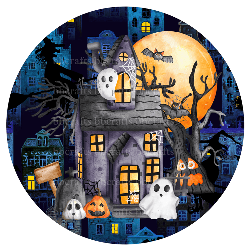 Halloween Metal Sign: WICKED HOUSE - Wreath Accents - Made In USA BBCrafts.com