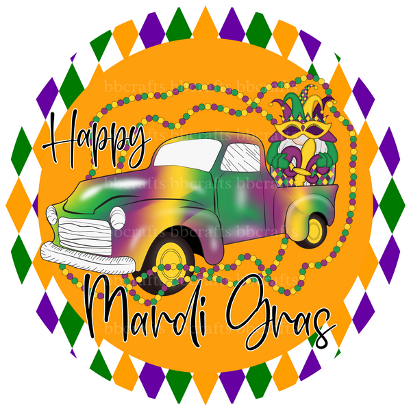 Happy Mardi Gras Metal Sign: GNOME TRUCK - Made In USA BBCrafts.com