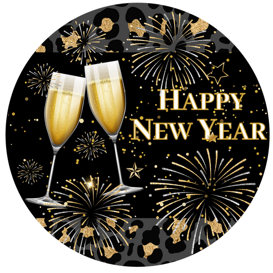 Happy New Year Champagne Cheers Metal / Vinyl Sign - Made in USA
