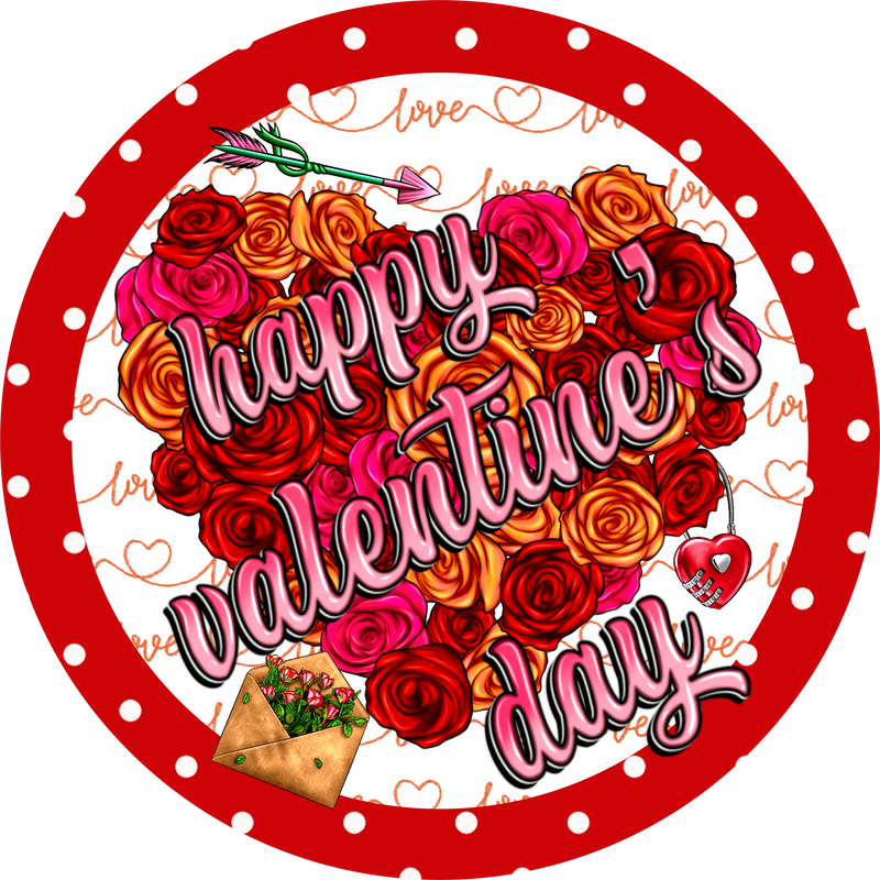 Happy Valentine's Day Metal Sign: Roses - Made In USA BBCrafts.com