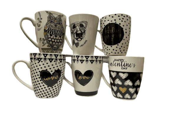 Heart, Dog and Owl Design Coffee Mug Set - Pack of 6 BBCrafts.com