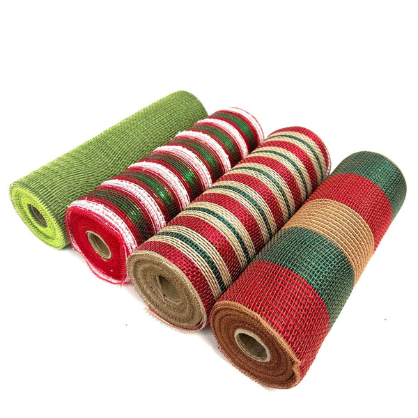 Holiday Christmas Deco Mesh Set - Pack of 4 Rolls ( 10 Inch x 10 Yards ) Each BBCrafts.com