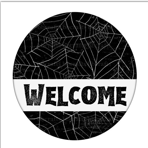 Home Metal Sign: WELCOME SPIDER WEB - Wreath Accents - Made In USA BBCrafts.com