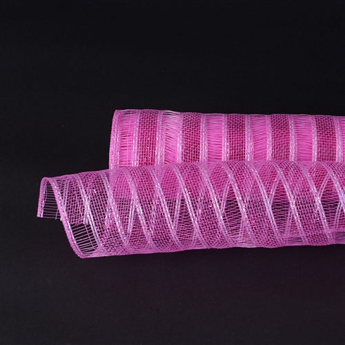 Hot Pink - Deco Mesh Eyelash Metallic Stripes - (21 Inch x 10 Yards) BBCrafts.com