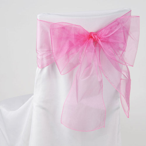 Hot Pink - Organza Chair Sash - ( Pack of 10 Piece - 8 inches x 108 inches ) BBCrafts.com