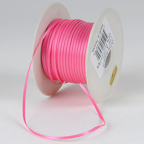 Hot Pink - Satin Ribbon 1/16 x 100 Yards - ( W: 1/16 Inch | L: 100 Yards ) BBCrafts.com