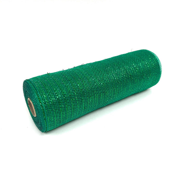 Hunter Green - Deco Mesh Wrap Metallic Stripes - ( 10 Inch x 10 Yards ) BBCrafts.com