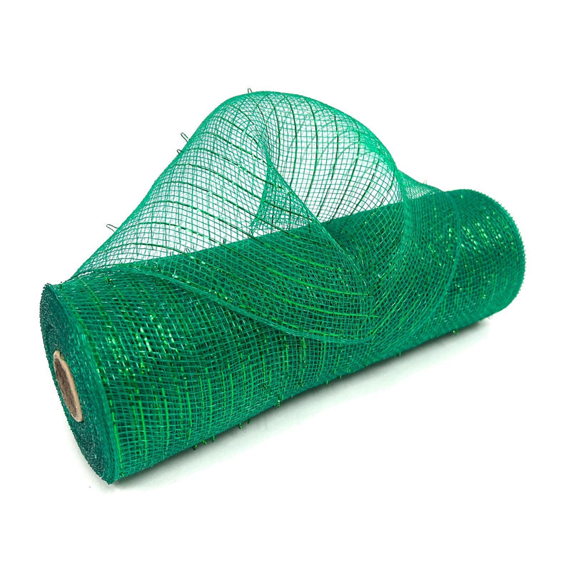 Hunter Green - Deco Mesh Wrap Metallic Stripes - ( 10 Inch x 10 Yards ) BBCrafts.com