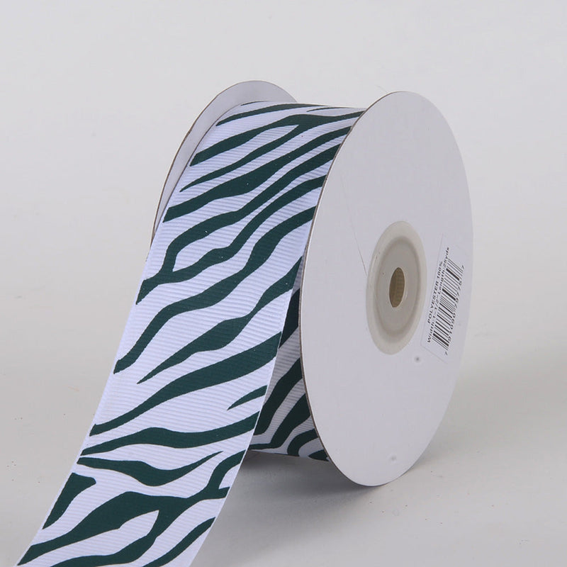 Hunter Green - Grosgrain Ribbon Animal Print - ( W: 1 - 1/2 Inch | L: 25 Yards ) BBCrafts.com