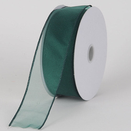 Hunter - Organza Ribbon Thick Wire Edge 25 Yards - ( 2 - 1/2 Inch | 25 Yards ) BBCrafts.com