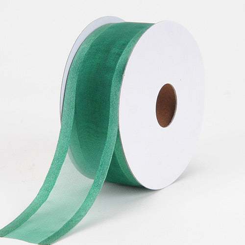 Hunter - Organza Ribbon Two Striped Satin Edge - ( 1 - 1/2 Inch | 25 Yards ) BBCrafts.com