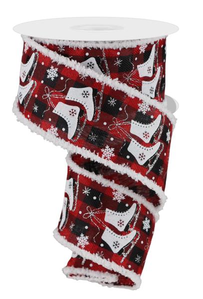Ice Skates Woven Ribbon - ( 2-1/2 Inch | 10 Yards ) BBCrafts.com