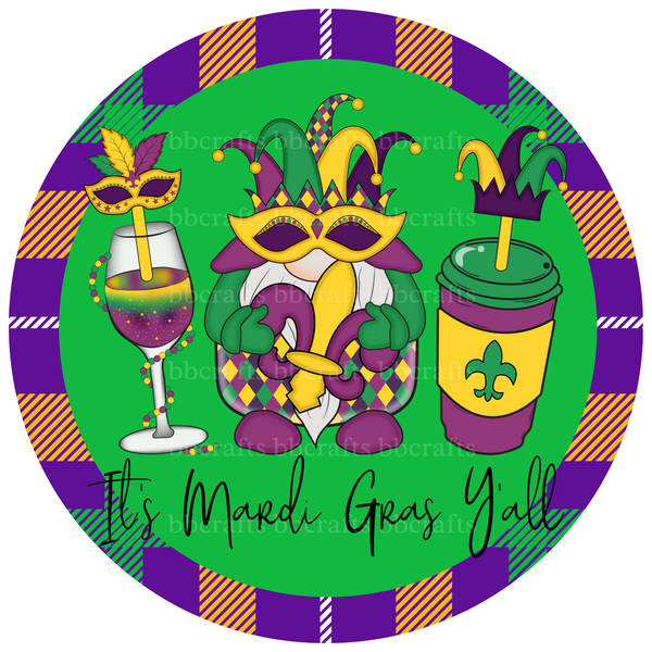 It's Mardi Gras Yall Metal Sign - Made In USA BBCrafts.com