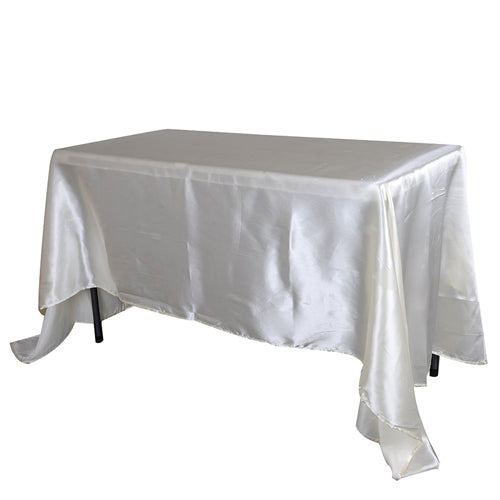 Ivory 90 Inch x 156 Inch Rectangular Satin Tablecloths BBCrafts.com