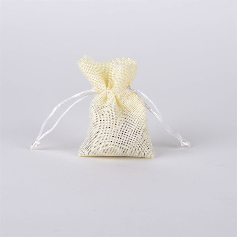 Ivory - Faux Burlap Bags - ( 3x4 inch - 6 bags ) BBCrafts.com