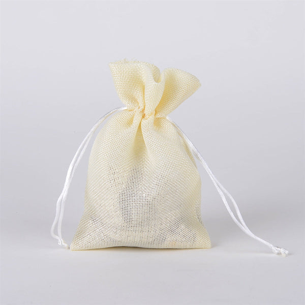 Ivory - Faux Burlap Bags - ( 5x7 inch - 6 bags ) BBCrafts.com