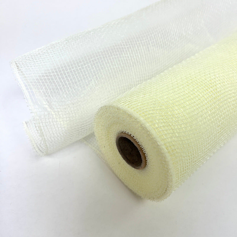 Ivory - Floral Mesh Wrap Solid Color - ( 10 Inch x 10 Yards ) BBCrafts.com