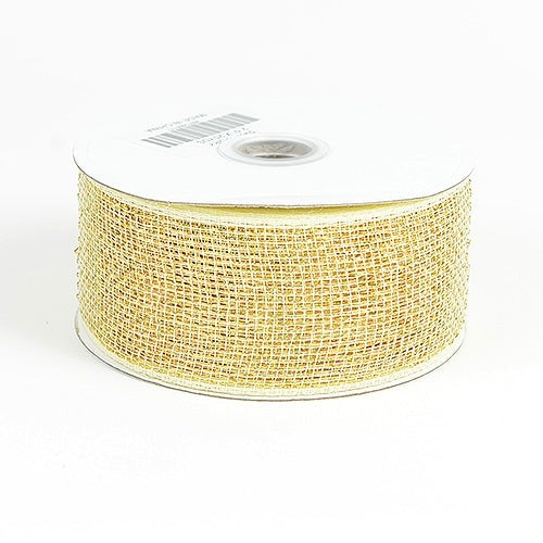 Ivory - Metallic Deco Mesh Ribbons - ( 2.5 Inch x 25 Yards ) BBCrafts.com