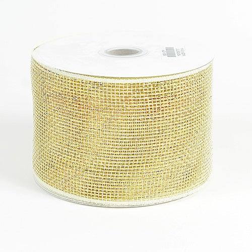 Ivory - Metallic Deco Mesh Ribbons - ( 4 Inch x 25 Yards ) BBCrafts.com