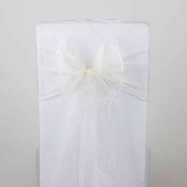 Ivory - Organza Chair Sash - ( Pack of 10 Piece - 8 inches x 108 inches ) BBCrafts.com