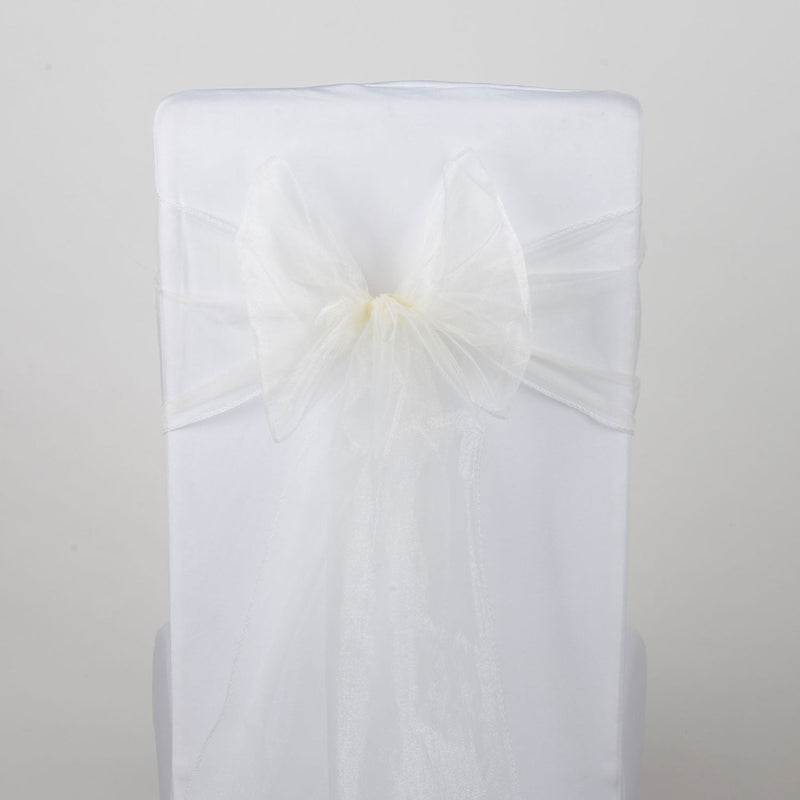 Ivory - Organza Chair Sash - ( Pack of 10 Piece - 8 inches x 108 inches ) BBCrafts.com