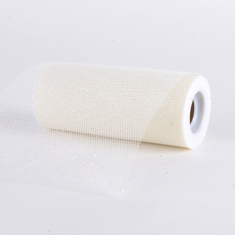 Ivory - Premium Glitter Net - ( W: 6 Inch | L: 10 Yards ) BBCrafts.com