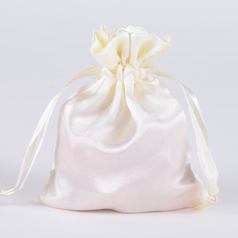 Ivory - Satin Bags - ( 3x4 Inch - 10 Bags ) BBCrafts.com