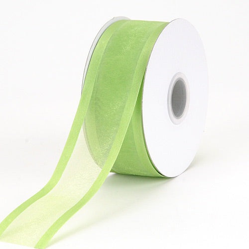 Kiwi - Organza Ribbon Two Striped Satin Edge - ( 7/8 Inch | 25 Yards ) BBCrafts.com