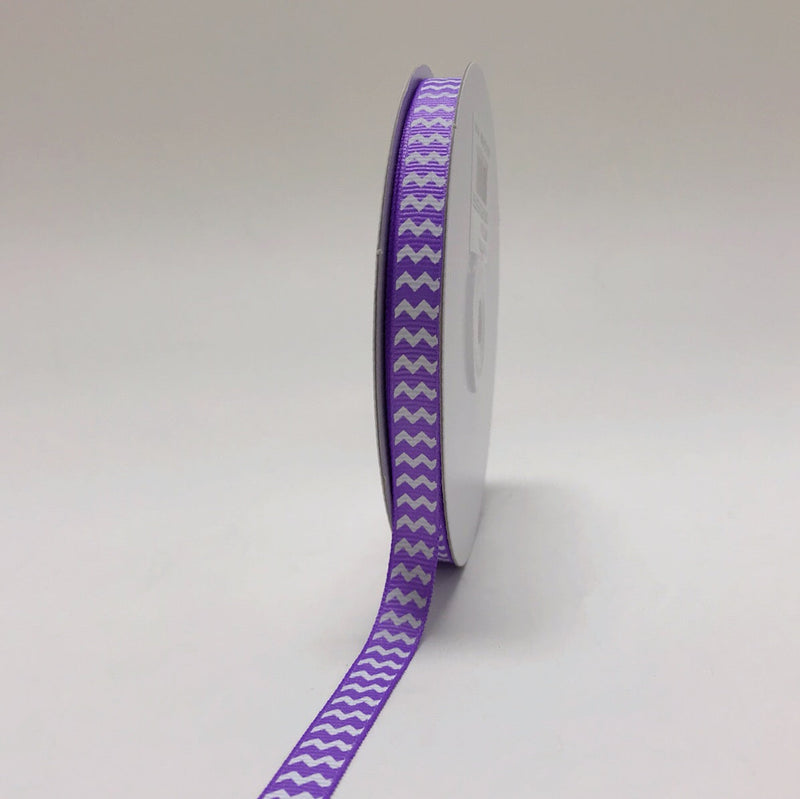 Lavender - Chevron Design Grosgrain Ribbon ( 3/8 Inch | 25 Yards ) BBCrafts.com