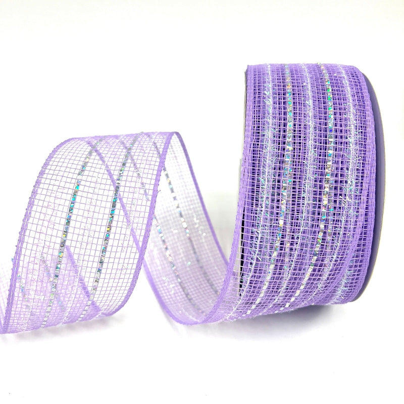 Lavender - Laser Metallic Mesh Ribbon - ( 2 - 1/2 Inch x 25 Yards ) BBCrafts.com