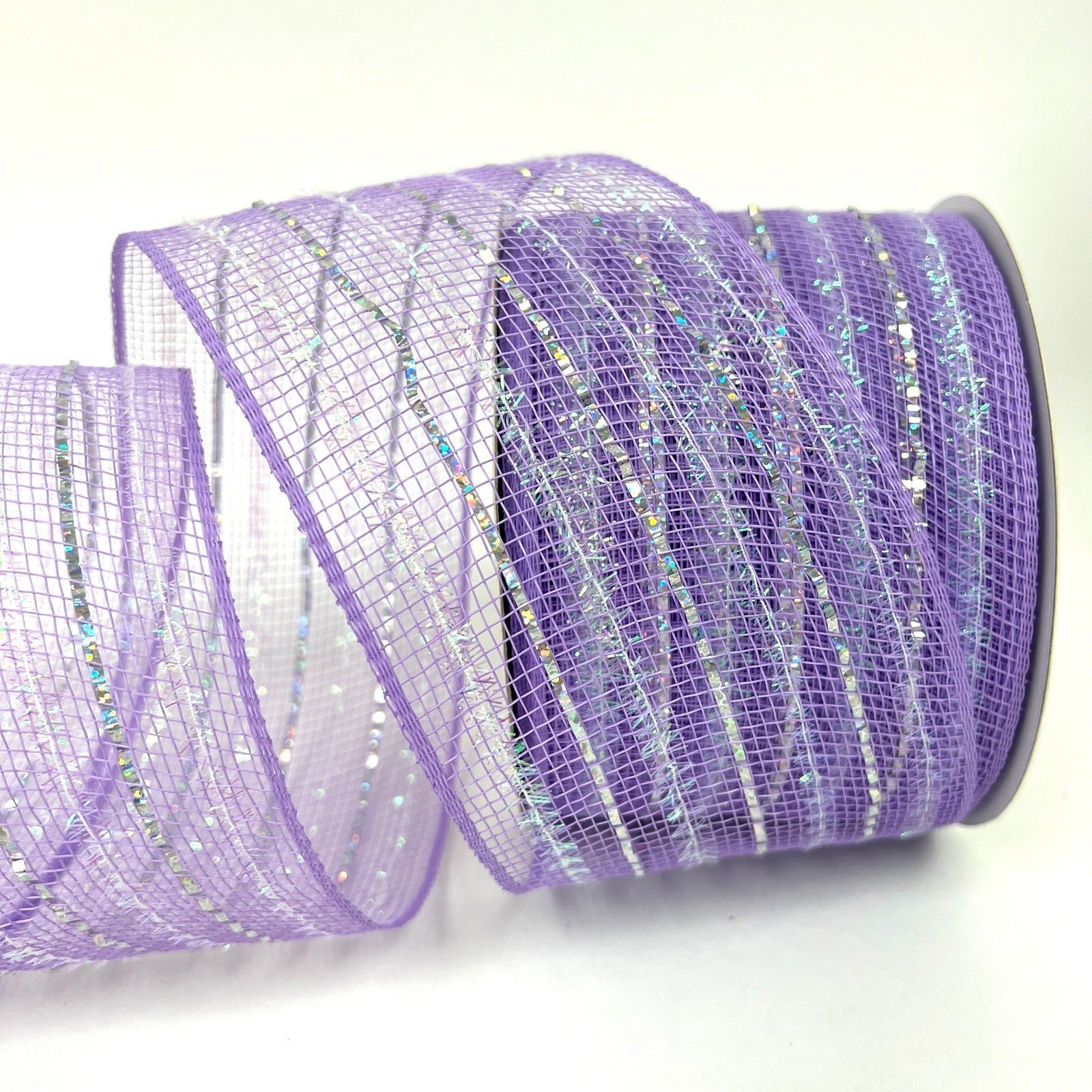 Laser Metallic Mesh Ribbon Lavender ( 4 Inch x 25 Yards ...