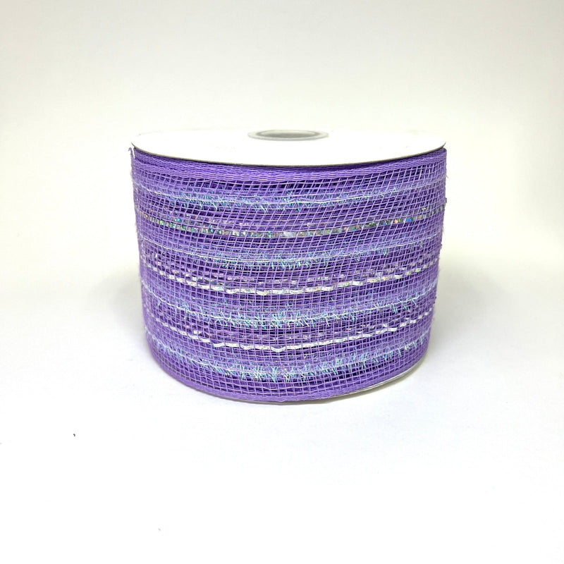Lavender - Laser Metallic Mesh Ribbon - ( 4 Inch x 25 Yards ) BBCrafts.com