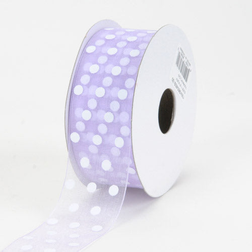 Lavender - Organza Polka Dot Ribbon - ( W: 1 - 1/2 Inch | L: 25 Yards ) BBCrafts.com