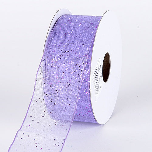 Lavender - Organza Ribbon with Glitters Wired Edge - ( W: 5/8 Inch | L: 25 Yards ) BBCrafts.com