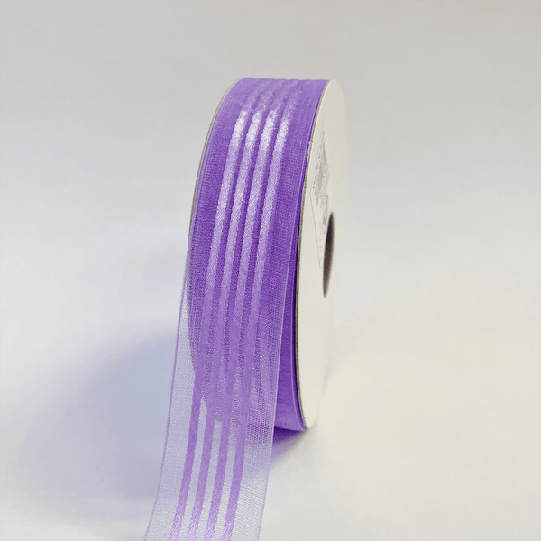 Lavender - Organza Satin Stripes Ribbon - ( 7/8 Inch | 25 Yards ) BBCrafts.com
