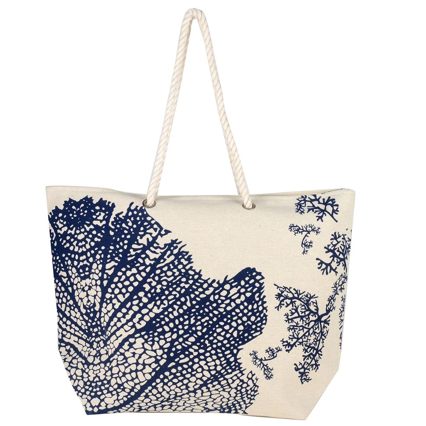 Women’s Beach Tote Bags Combo Set of 3 – Navy Blue, Summer & Dark Blue Leaf Print Canvas Large Pool & Travel Totes