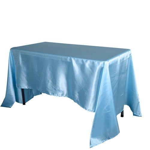 Light Blue 60 Inch x 126 Inch Rectangular Satin Tablecloths BBCrafts.com