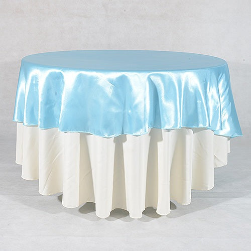 Light Blue - 90 Inch Satin Round Tablecloths BBCrafts.com