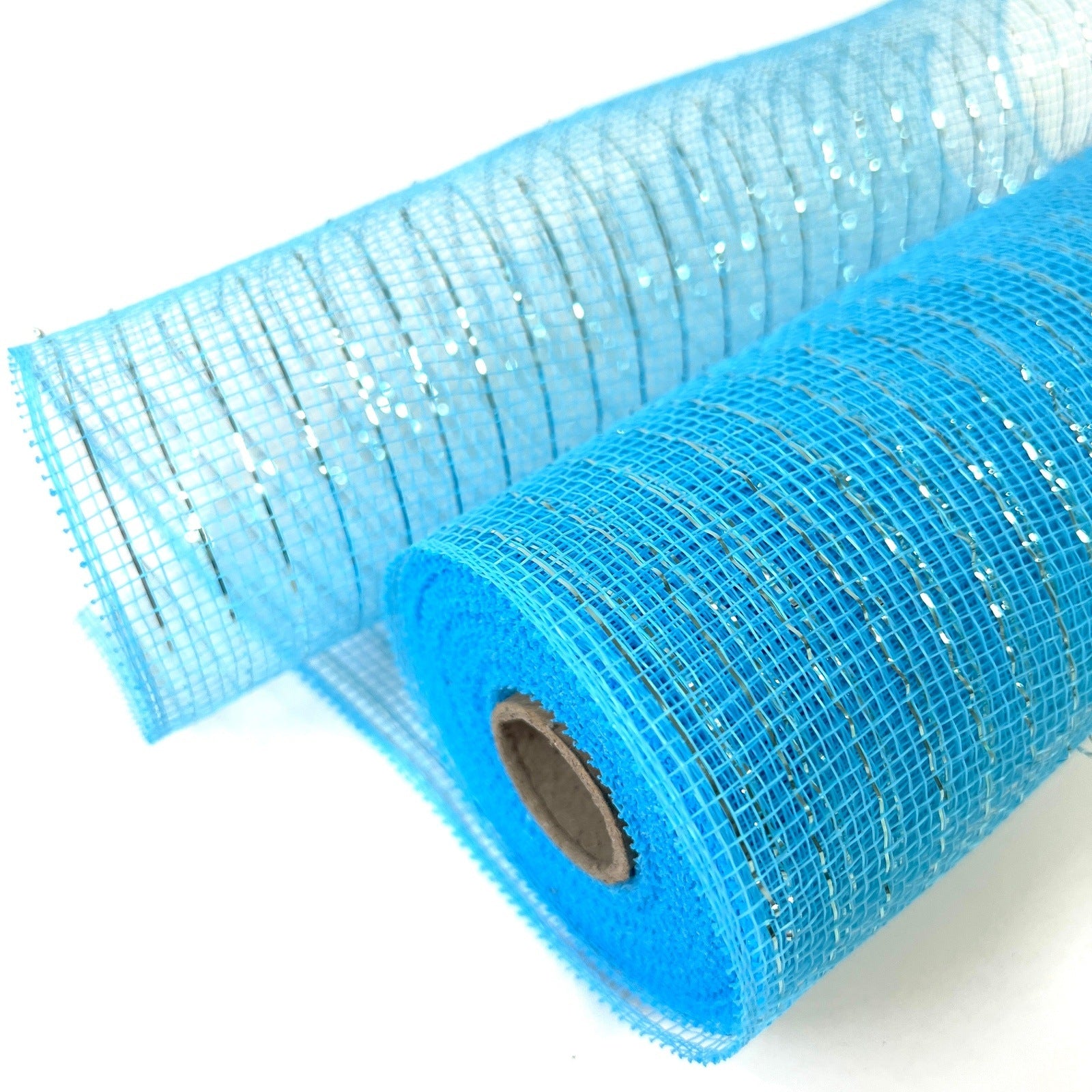 Deco Mesh Wraps Light Blue Deco Mesh Wrap Metallic Stripes – BBCrafts.com