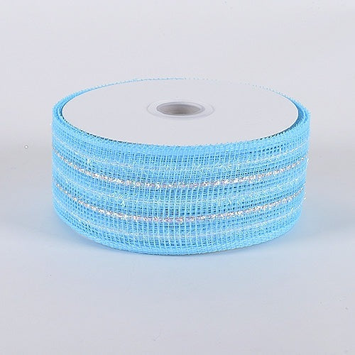 Light Blue - Laser Metallic Mesh Ribbon - ( 2 - 1/2 Inch x 25 Yards ) BBCrafts.com