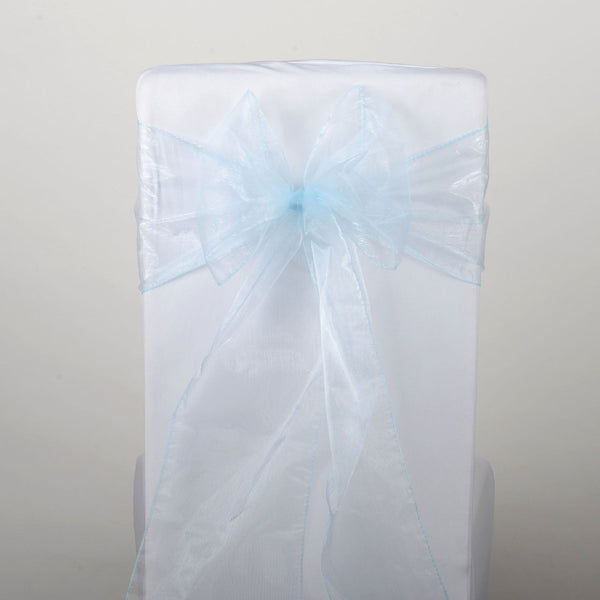 Light Blue - Organza Chair Sash - ( Pack of 10 Piece - 8 inches x 108 inches ) BBCrafts.com