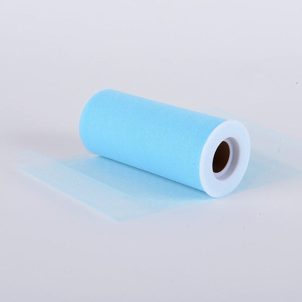 Light Blue Premium Glitter Tulle Fabric ( W: 6 Inch | L: 10 Yards ) BBCrafts.com